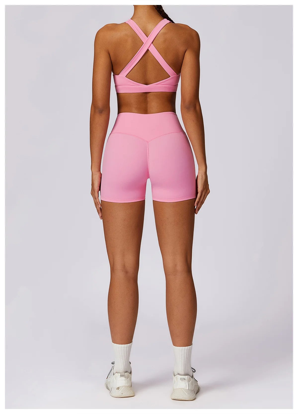 Workout Yoga Set for Women Gym Clothes Woman 2 Piece Strappy Sports Bra Butt Lifting Leggings Shorts Fitness Outfits Sportswear