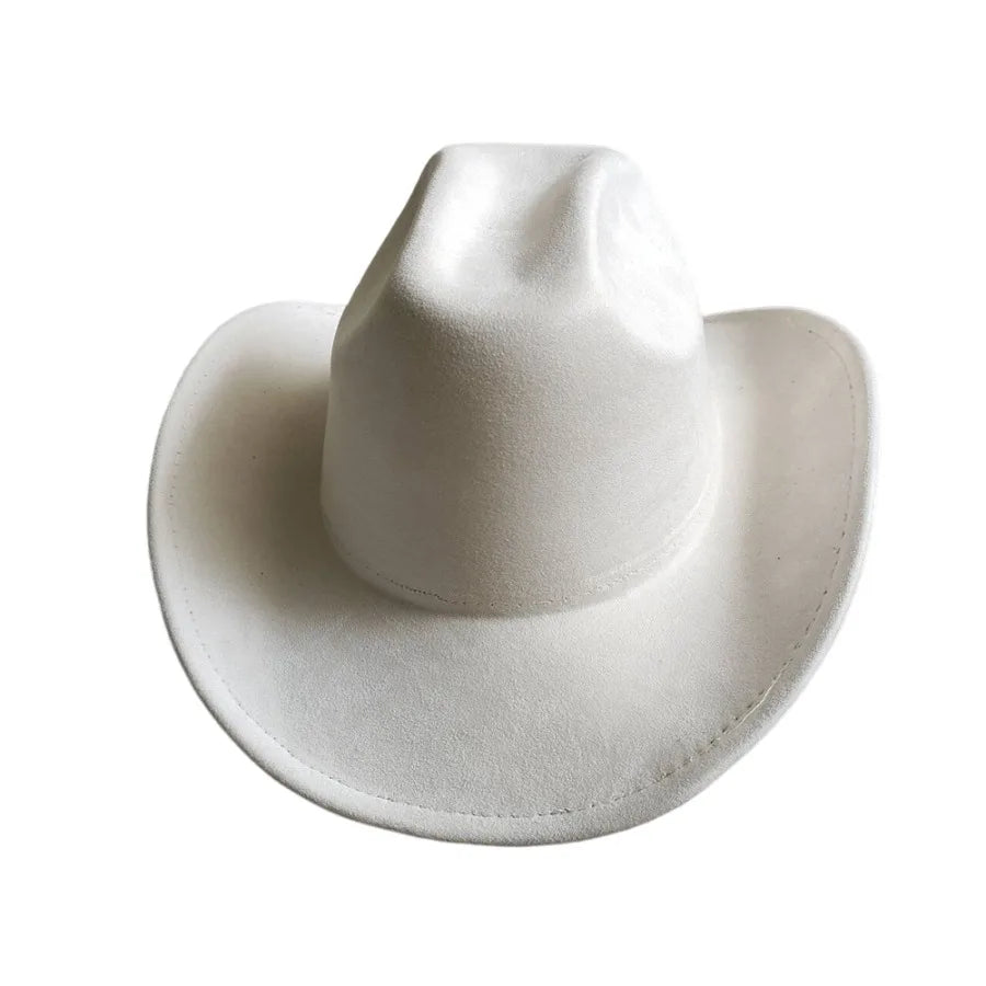 Cow Head Belt Suede Leather 7.5CM Western Cowboy Fedora Hat Women's Men's Church Jazz Hat Fashion Travel Party Hat Denim Hat