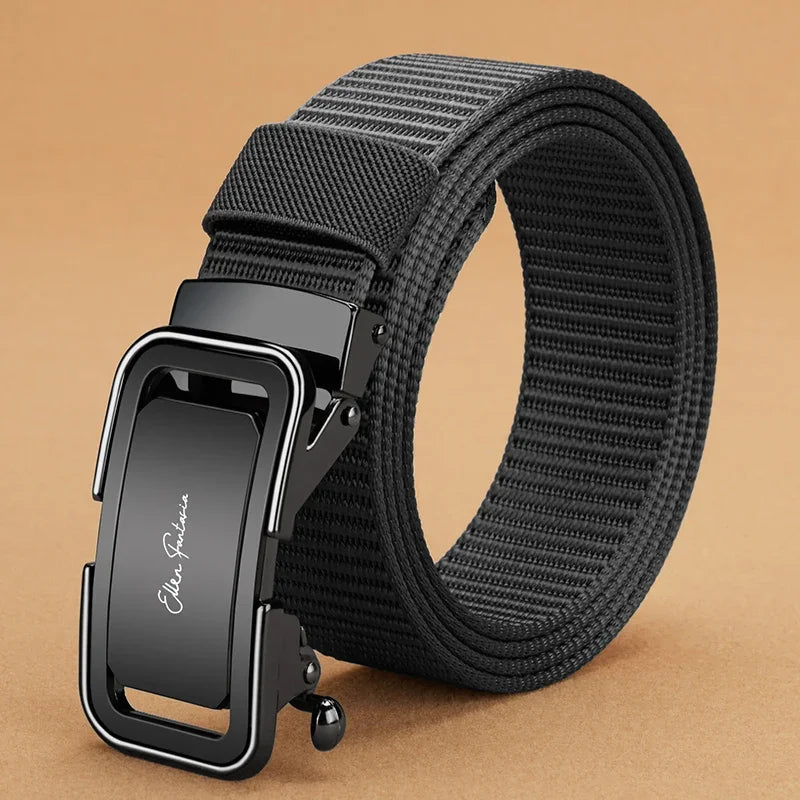 Fashion Men's Belt, Men’s Designer Belts Alloy Automatic Buckle, Canvas Belt, Sports Belt, Large Size 110-160cm Automatic Belt