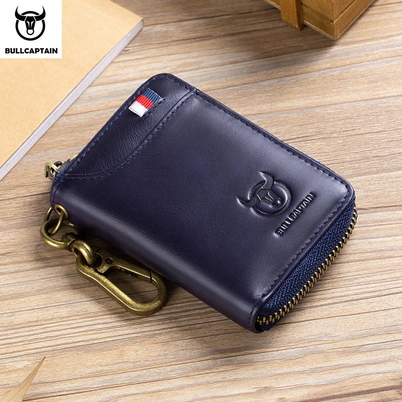 BULLCAPTAIN Genuine Leather Men's Key Card Bag High-quality Multi-function Key Box Car Key Chain Wallet Mini Card Bag Key Clip