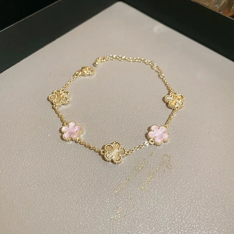 Fashion New Shell Stone Flower Bracelet for Women Personalized Stainless Steel Bracelet Jewelry Accessories Anniversary Gift