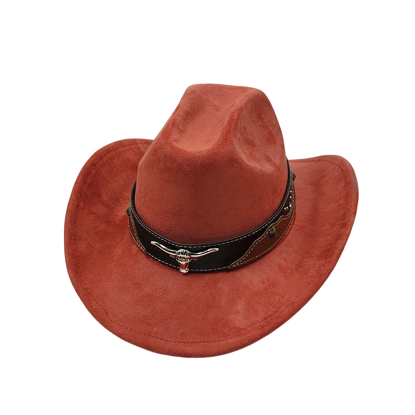 Cow Head Belt Suede Leather 7.5CM Western Cowboy Fedora Hat Women's Men's Church Jazz Hat Fashion Travel Party Hat Denim Hat
