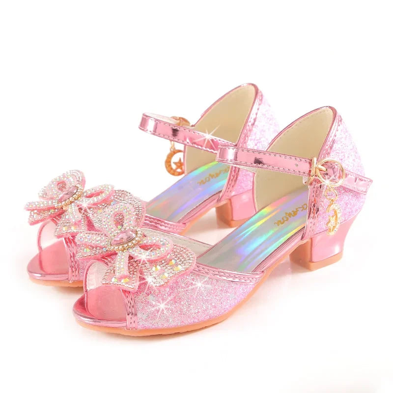 Summer Girls Sandals with Heel Princess Dancing Shoes