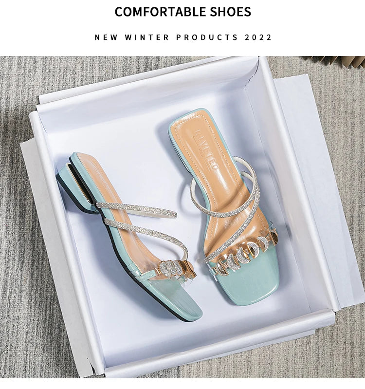 2023 summer new women's slippers outdoor sandals casual flat shoes Stylish metal design Korean style office wear Large size 43