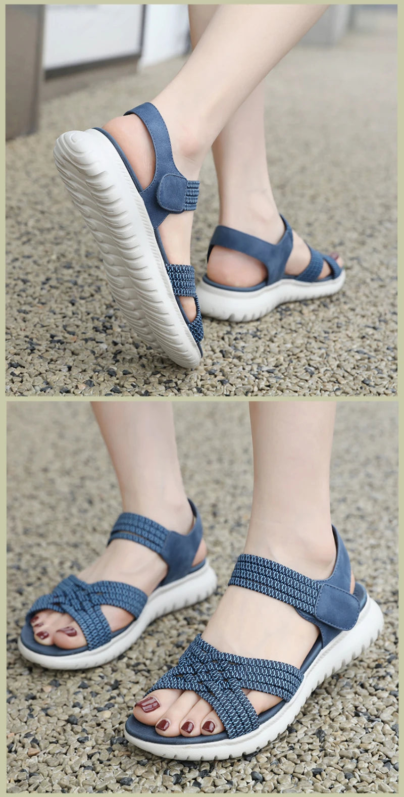 2025 Summer New Sandals For Women Light Sports Style Comfortable Rubber Large Size Woven Shoes Versatile Breathable Casual