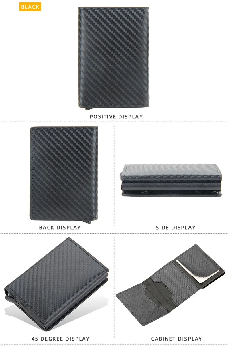 2024 Magnet Anti Rfid Blocking ID Credit Card Holder Case for Men Leather ID Bank Wallets with Magnetic Buckle Closer Cardholder