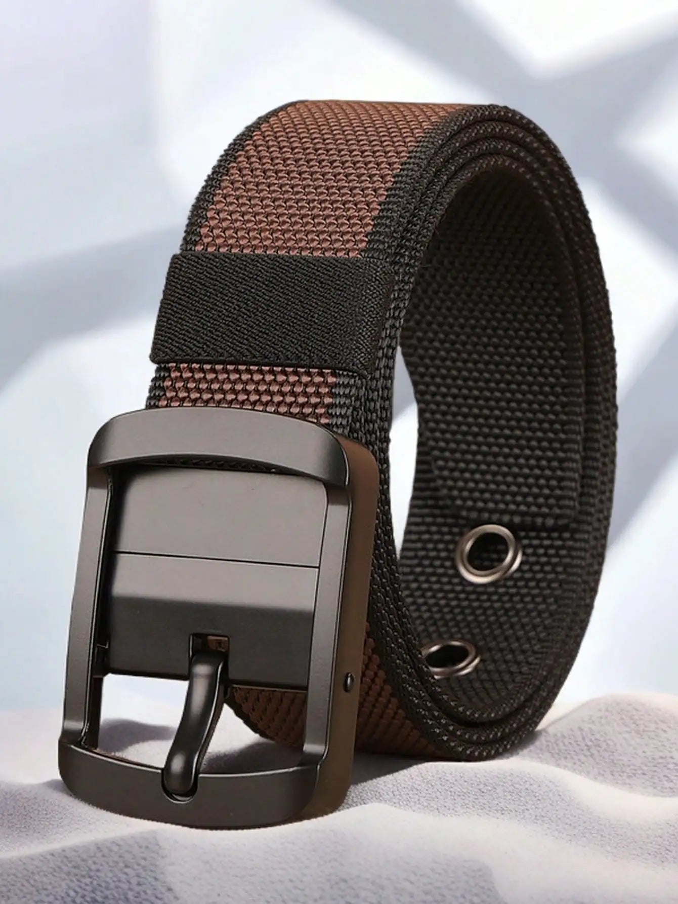 Thick double-sided nylon belt, men's casual needle buckle canvas belt, versatile workwear, jeans, pants strap, trendy