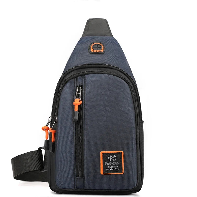 Casual men's crossbody bag Oxford cloth waterproof material sports fitness chest bag cell phone change documents storage bags