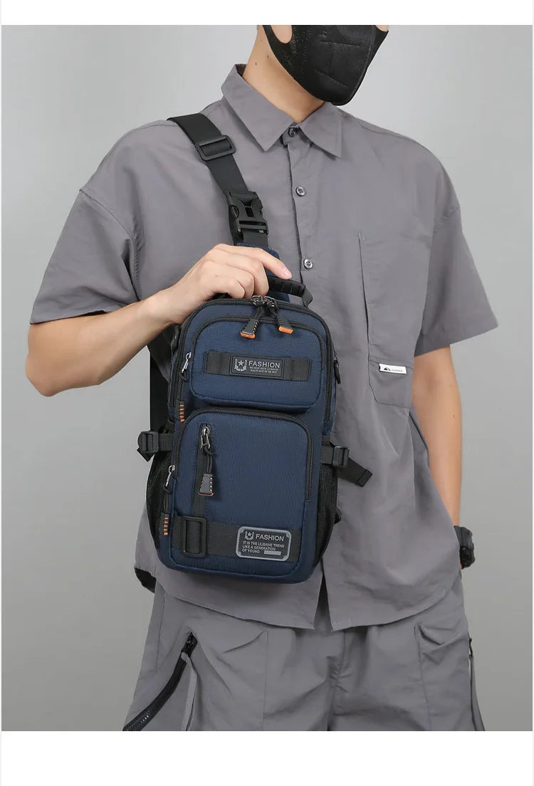 Men's Chest Bag Multifunctional Molle Waist Pack Travel Lightweight Handbag Outdoor Hiking Cycling Crossbody Bag Large Rig Pouch