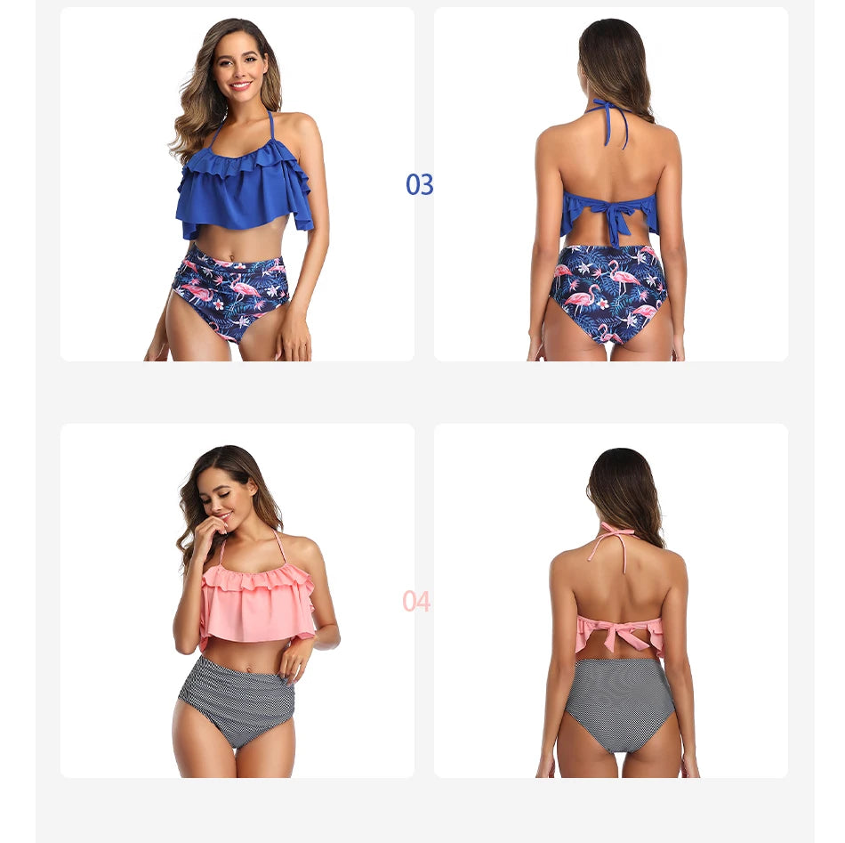 Swimwear High-Waist Split Two-Piece Beachwear Plus Size XXL