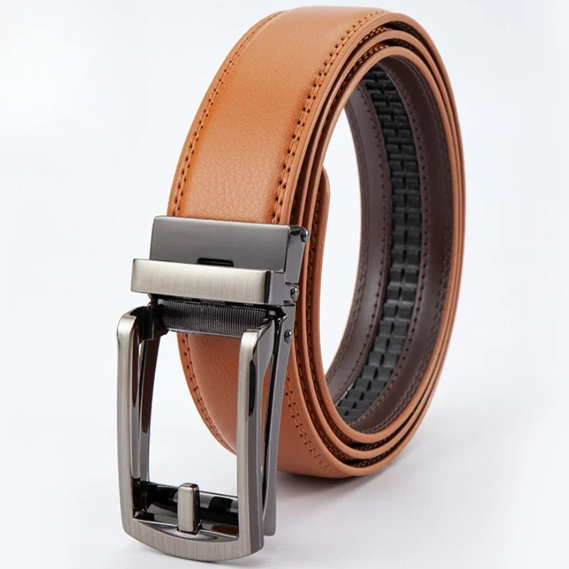 2025 Leather Men's Women's 3.5cm Click Belt with High Quality Alloy Automatic Buckle Unisex Classic Business Belts for Jeans