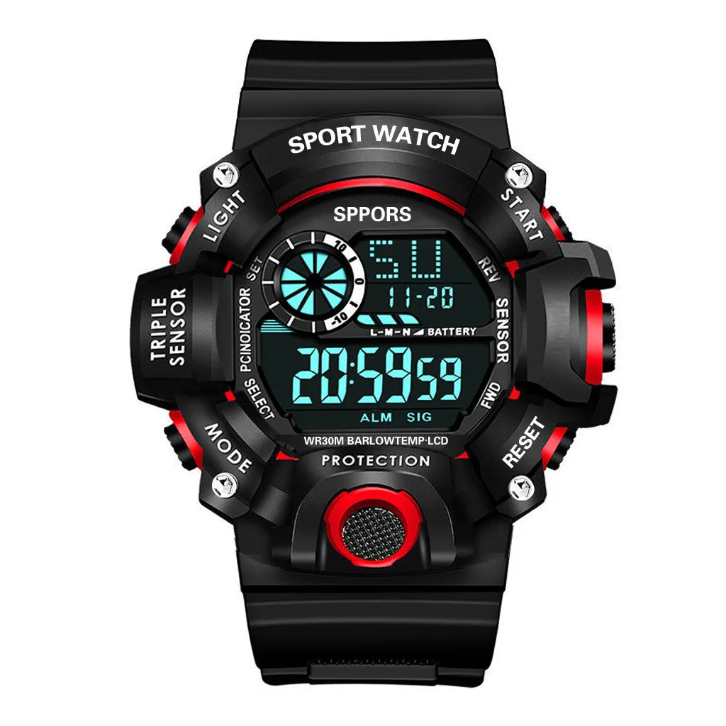 YIKAZE Y73 Men's Watch Digital Sports Electronic Wristwatch Multifunctional Waterproof Luminous Alarm Male's Sports Watch Clock