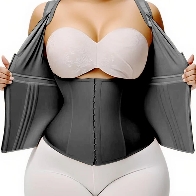 AfruliA XXXS Fajas Colombian Girdles High Compression Vest Waist Trainer Corset with Zipper Hook Flat Belly Slimming Body Shaper