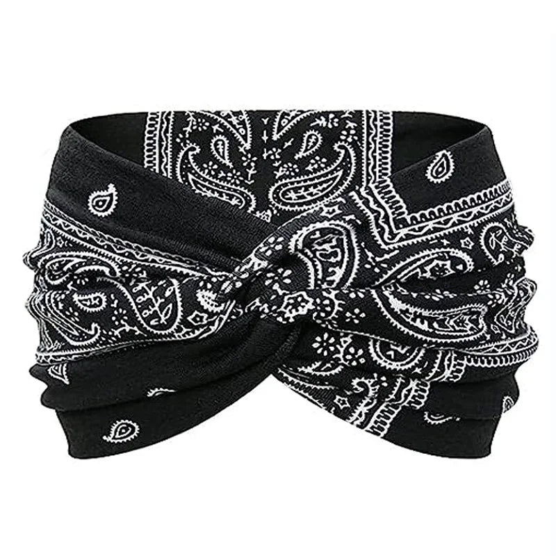 Yoga Headbands For Women's Hair Wide Thick Stretchy Boho African Turban Knotted Leopard Head Bands