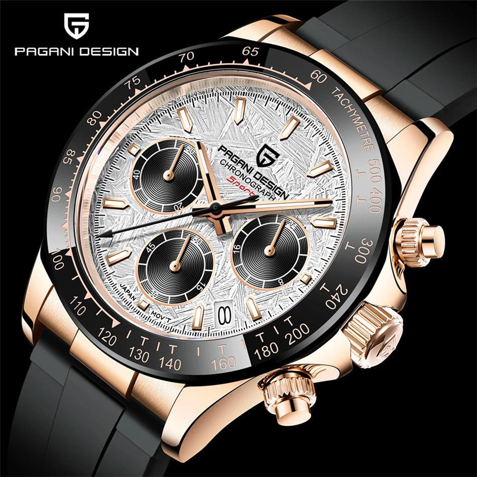 PAGANI DESIGN 40MM V2 Men Quartz Watches Sapphire Retro Chronograph Stainless Steel Waterproof Watch Men Relogio Masculino