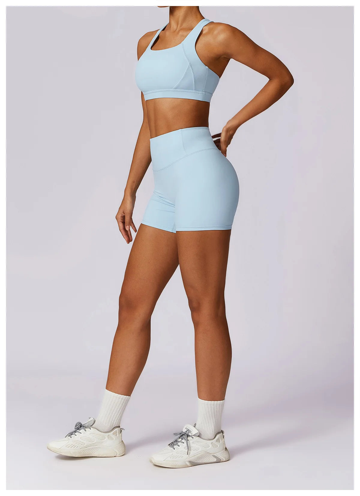 Workout Yoga Set for Women Gym Clothes Woman 2 Piece Strappy Sports Bra Butt Lifting Leggings Shorts Fitness Outfits Sportswear