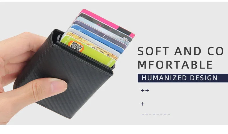 2024 Magnet Anti Rfid Blocking ID Credit Card Holder Case for Men Leather ID Bank Wallets with Magnetic Buckle Closer Cardholder