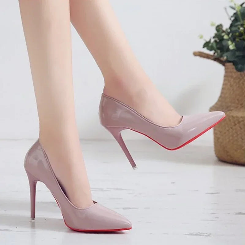 2025 New Women's High Heels Red Sole Pointed Toe Stiletto Heels Classic Style Wedding Dinner Complete Colors Shallow Top Shoes