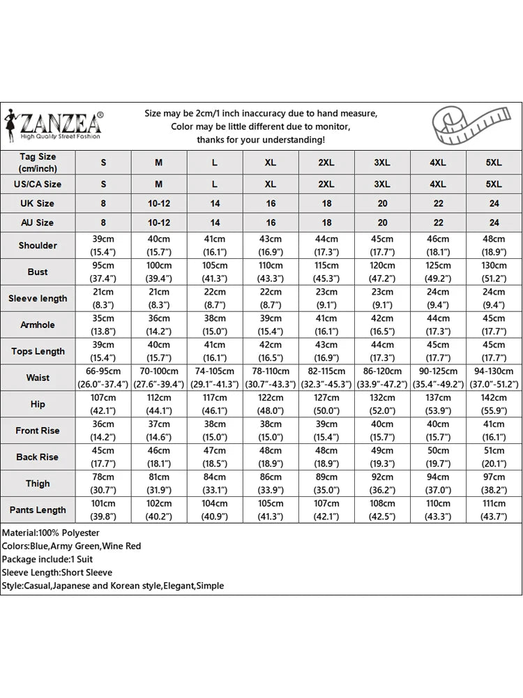ZANZEA Plus Size 5XL Women Pant Sets Summer Two-piece Outfits Fashion Short Sleeve Shirts and High Waist Wide Leg Pants Suits