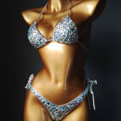 2020 venus vacation new style diamond bikini set bandage open swimwear push up rhinestone bling stones swimsuit sexy women swim