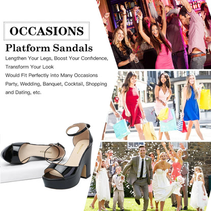 LOSLANDIFEN Women Sandals Summer Colourful Sexy Peep Toe Buckle Strap Sandal Platform Thick High Heels Party Red Wedding Shoes