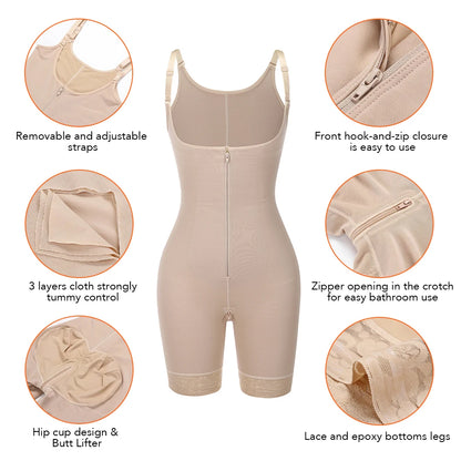 Fajas Colombianas Detachable Straps Full Body Shaper Tummy Slimming Postpartum Stage 3 Girdle Push Up Butt Lifter Shapewear