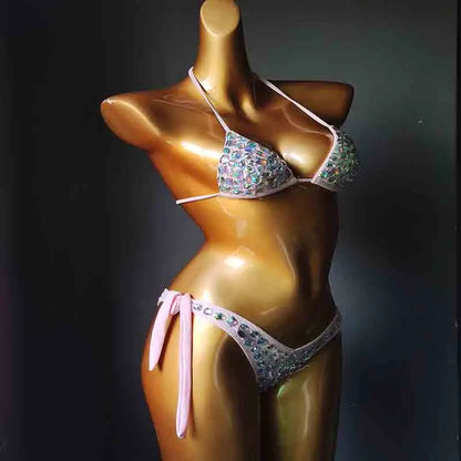 2020 venus vacation new style diamond bikini set bandage open swimwear push up rhinestone bling stones swimsuit sexy women swim