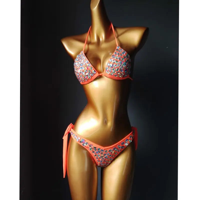2020 venus vacation new style diamond bikini set bandage open swimwear push up rhinestone bling stones swimsuit sexy women swim