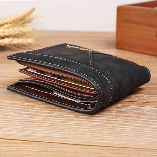 Men's Leather  Wallet Short Brand Luxury Men's Wallet Credit Card 2023 Top Vintage Male Small Wallet Coin Purse Brand Wallet