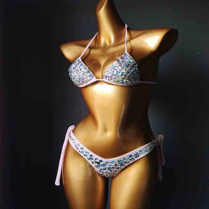 2020 venus vacation new style diamond bikini set bandage open swimwear push up rhinestone bling stones swimsuit sexy women swim