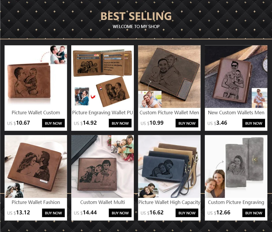 Personalized Wallets Men High Quality PU Leather for Him Engraved Wallets Men Short Purse Custom Photo Wallet Luxury Men Gift