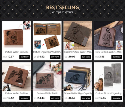 Personalized Wallets Men High Quality PU Leather for Him Engraved Wallets Men Short Purse Custom Photo Wallet Luxury Men Gift