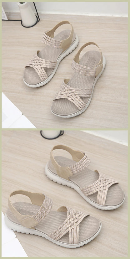 2025 Summer New Sandals For Women Light Sports Style Comfortable Rubber Large Size Woven Shoes Versatile Breathable Casual
