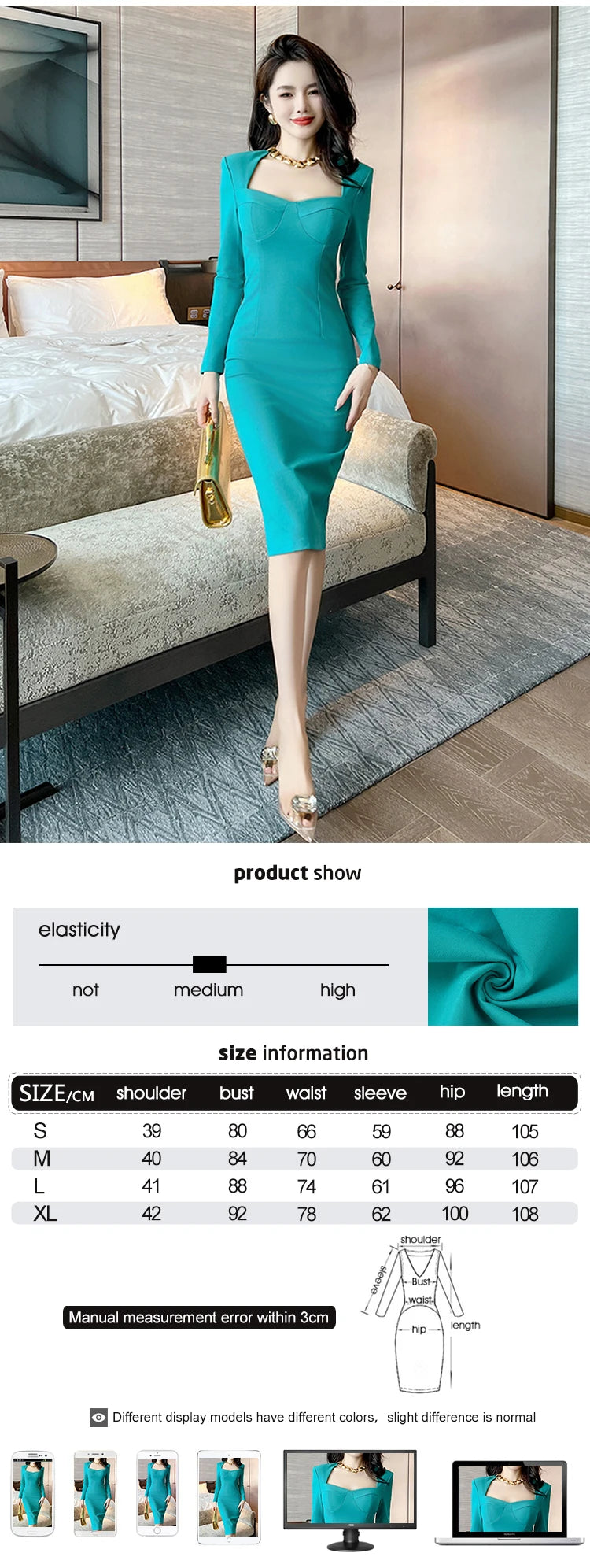 French Elegant Dress for Women High Quality Celebrity Long Sleeve Bodycon Robe Female Party Business OL Vestidos Banquet Clothes