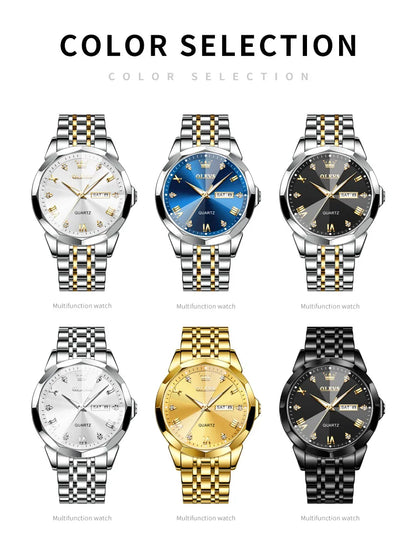 OLEVS New Watch for Men Original Quartz Waterproof Male Wristwatch Gold Stainless Steel Strap High-end Luxury Man Watch Clock