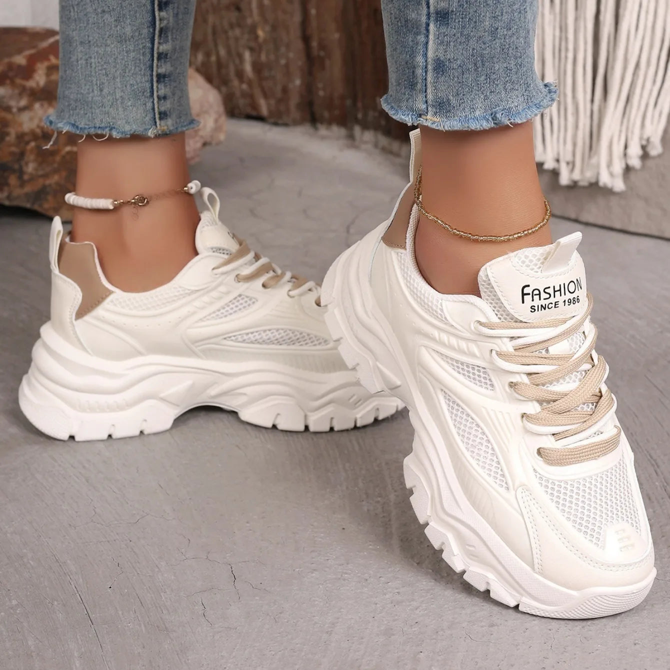 Women Sneakers New Fashion Platform Sport Shoes Women New Summer Casual Chunky Sneakers Women Breathable Mesh Platform Shoes