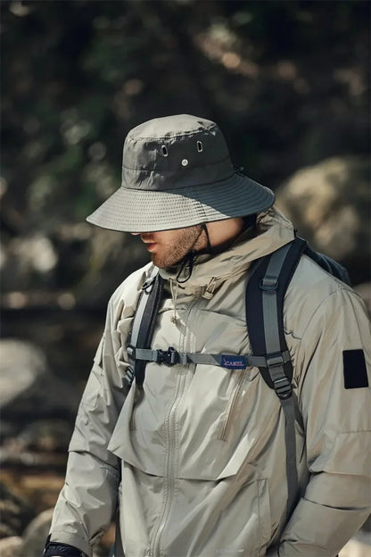 new Men's Wide Brim Sun Hat - Waterproof UV Protection Safari Bucket Hat for Fishing Hiking Climbing Summer Outdoor Oversized