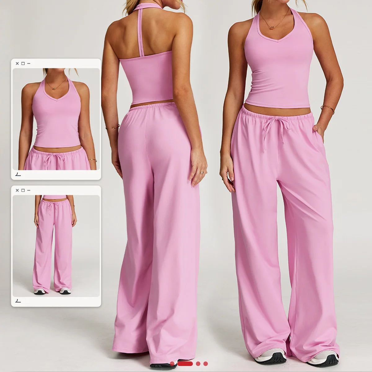 Yoga yellow gym Set 2 Pieces Women Clothes Workout Outfits Fitness Sportswear Wide leg straight pants Tracksuit Sports Tank suit