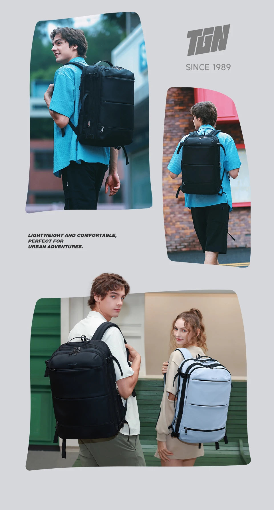 Tigernu Vacuum Compression Backpacks Men Travel Backpack Expandable USB Bag Large Capacity 17 Laptop Bags For Schoo Cabin Bags