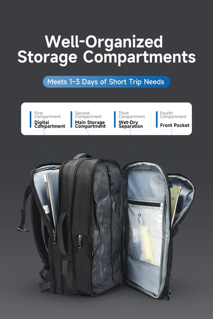 Tigernu Vacuum Compression Backpacks Men Travel Backpack Expandable USB Bag Large Capacity 17 Laptop Bags For Schoo Cabin Bags