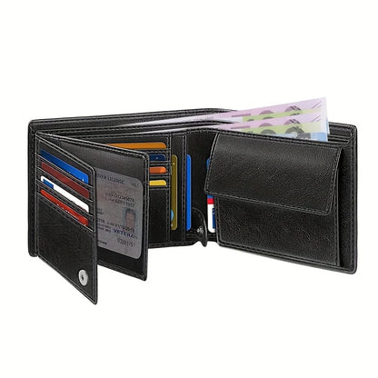 YATBEST Men's Wallet RFID Anti-Theft Brush Loose Leaf Three Fold Wallet Large Capacity With Zero Money Bag Credit Card Bag