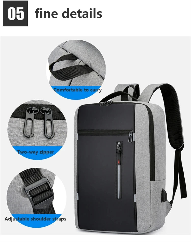 Waterproof Oxford Laptop Backpack for Men 15.6 Inch USB Charging Business Travel School Backpack High Capacity
