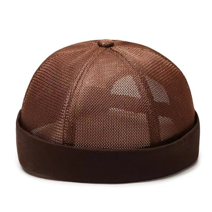Unisex Mesh Brimless Skullcap Hip Hop Sailor Summer Cap with Rolled Cuff Breathable Beanie Hat for Men  Women