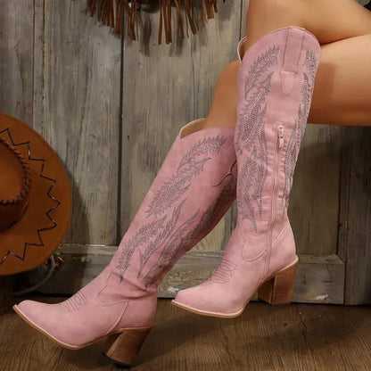 Women Thick Cowboy Heel Boots