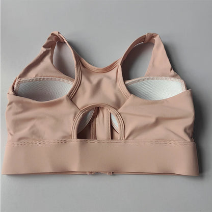 Women's High Impact Front Zipper Sports Bra Shockproof Quick Dry Yoga Top Running Vest Fitness Adjust Gym Underwear