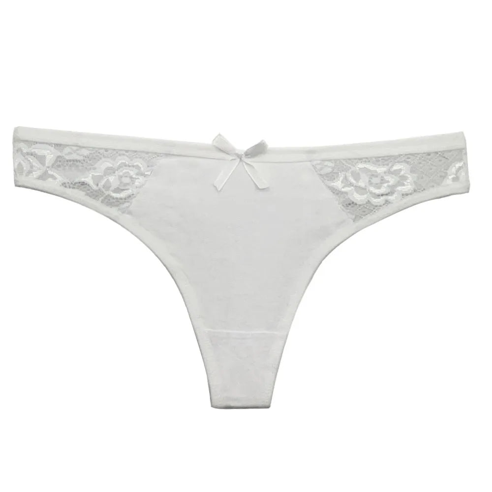 5 PCS/Set Cotton Thong Women Underwear Sexy Lace Panties Female Underpants Solid Color Panties Lingerie Low-Rise G-string