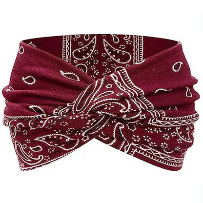 Yoga Headbands For Women's Hair Wide Thick Stretchy Boho African Turban Knotted Leopard Head Bands