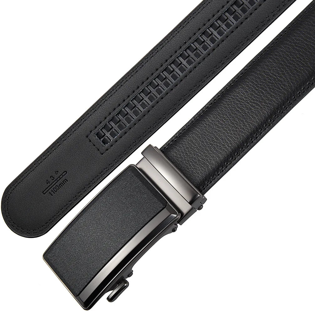 Men's Leather Belts Fashion Automatic Buckle Cowskin Male Belt Luxury Designer Black Brown 3.5cm Plus Size 130 140 150 160 170cm