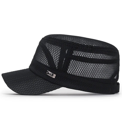 FashionSummer Men's Summer Hat Mesh Military Caps FlatTop Snapback Adjustable Baseball Cap Cadet ArmyMan Breathable Trucker Caps