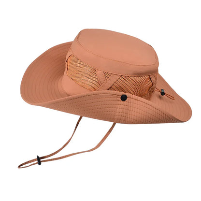 Men's Summer Spring and Autumn Sunscreen Hat Outdoor Mountaineering Fishing Hat Large Eaves Breathable Sunshade